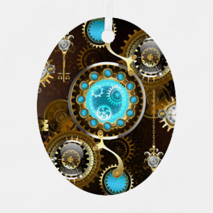 Steampunk Rusty Background met Turquoise Lenses Metalen Ornament