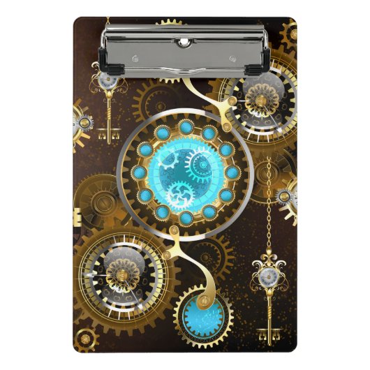 Steampunk Rusty Background met Turquoise Lenses Mini Klembord (Voorkant)