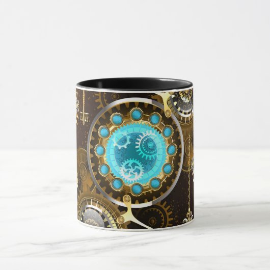 Steampunk Rusty Background met Turquoise Lenses Mok (Midden)