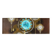 Steampunk Rusty Background met Turquoise Lenses Naambadge (Voorkant)