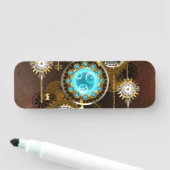 Steampunk Rusty Background met Turquoise Lenses Naamplaatje (In situ)