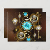 Steampunk Rusty Background met Turquoise Lenses Notitiekaartje (Voorkant / Achterkant)
