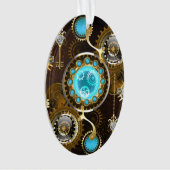 Steampunk Rusty Background met Turquoise Lenses Ornament (voorkant)