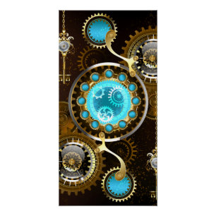 Steampunk Rusty Background met Turquoise Lenses Perfect Poster