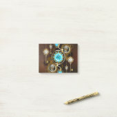 Steampunk Rusty Background met Turquoise Lenses Post-it® Notes (Op bureau)