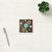 Steampunk Rusty Background met Turquoise Lenses Post-it® Notes (Kantoor)