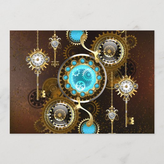 Steampunk Rusty Background met Turquoise Lenses Programma (Voorkant)