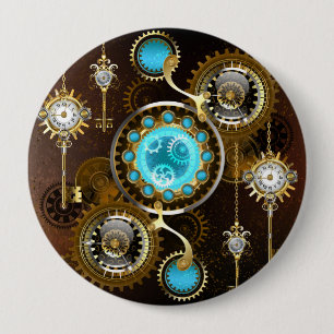 Steampunk Rusty Background met Turquoise Lenses Ronde Button 4,0 Cm