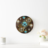 Steampunk Rusty Background met Turquoise Lenses Ronde Klok (Huis)