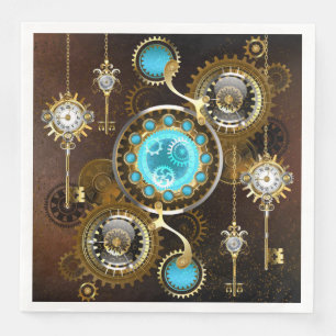 Steampunk Rusty Background met Turquoise Lenses Servet