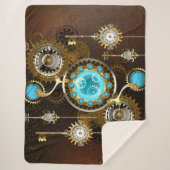 Steampunk Rusty Background met Turquoise Lenses Sherpa Deken (Voorkant)