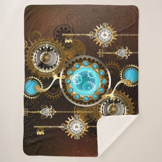 Steampunk Rusty Background met Turquoise Lenses Sherpa Deken (Voorkant)