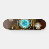 Steampunk Rusty Background met Turquoise Lenses Skateboard (Horizontaal)