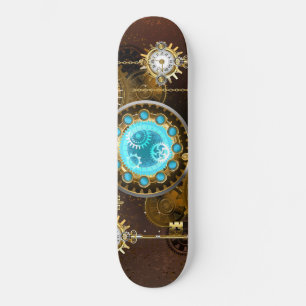 Steampunk Rusty Background met Turquoise Lenses Skateboard