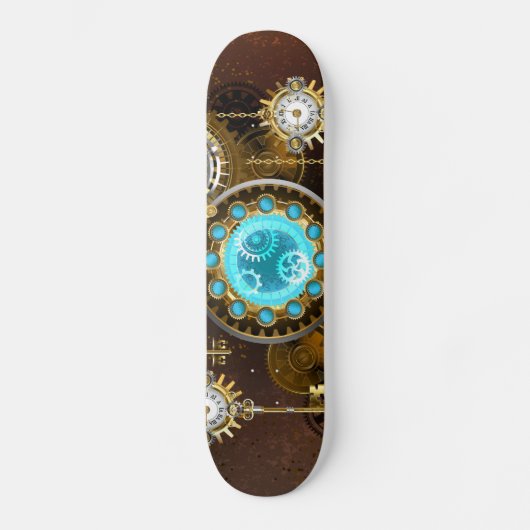 Steampunk Rusty Background met Turquoise Lenses Skateboard (Voorkant)