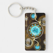 Steampunk Rusty Background met Turquoise Lenses Sleutelhanger (Voorkant)