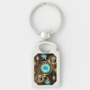 Steampunk Rusty Background met Turquoise Lenses Sleutelhanger