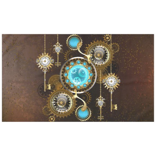 Steampunk Rusty Background met Turquoise Lenses Tafelkleed (Voorkant (Horizontaal))