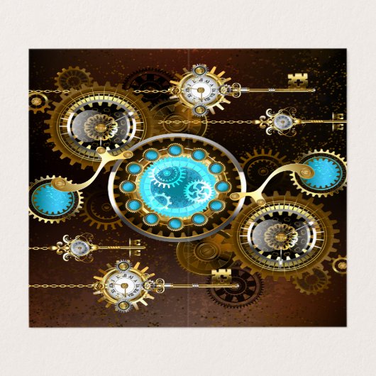 Steampunk Rusty Background met Turquoise Lenses Visitekaartjes (Buitenkant ongevouwen)