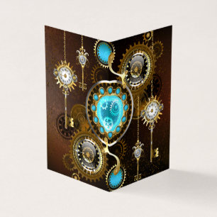 Steampunk Rusty Background met Turquoise Lenses Visitekaartjes