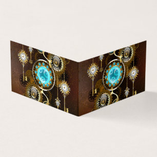 Steampunk Rusty Background met Turquoise Lenses Visitekaartjes