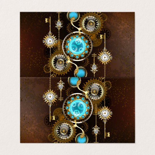 Steampunk Rusty Background met Turquoise Lenses Visitekaartjes (Buitenkant ongevouwen)