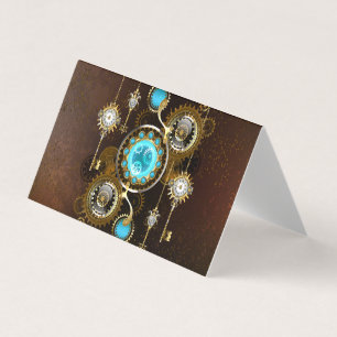 Steampunk Rusty Background met Turquoise Lenses Visitekaartjes