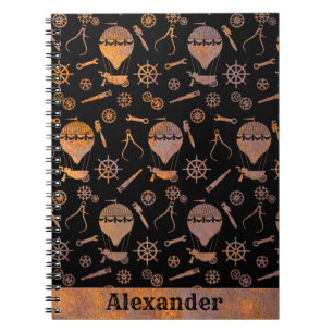 Steampunk Rusty Ballooning Theme Aangepaste naam Notitieboek