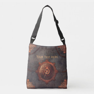 Steampunk Rusty Clock Crossbody Tas