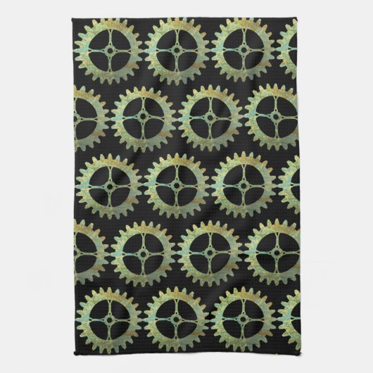 Steampunk Rusty Clockwork Gears Theedoek (Verticaal)