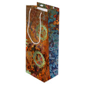 Steampunk Rusty Clockwork Gears Wijn Cadeautas (Voorkant Gekanteld)