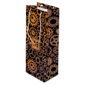Steampunk Rusty Gears Aangepast monogram Blok Wijn Cadeautas (Voorkant Gekanteld)