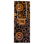 Steampunk Rusty Gears Aangepast monogram Blok Wijn Cadeautas (Voorkant)
