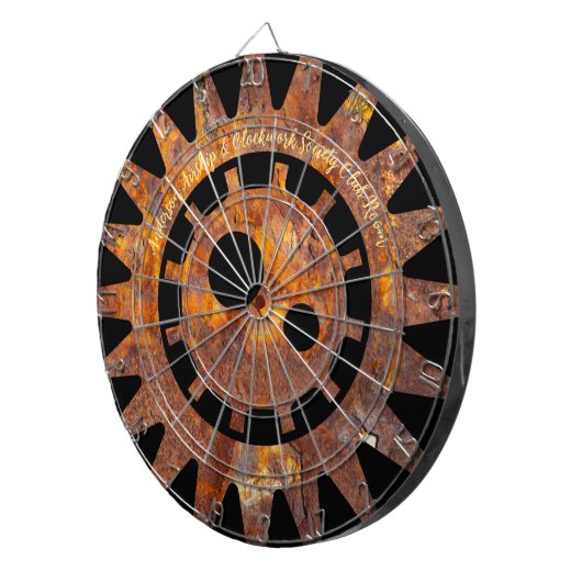 Steampunk Rusty Gears Aangepaste berichtraad Dartbord (Voorkant Rechts)