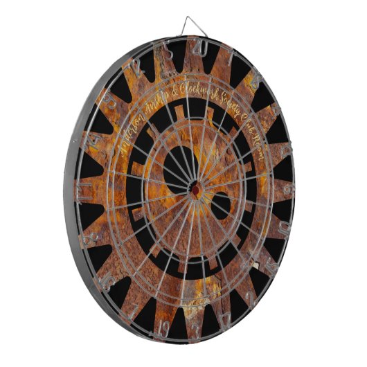 Steampunk Rusty Gears Aangepaste berichtraad Dartbord (Voorkant Links)