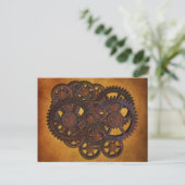 Steampunk Rusty Gears Briefkaart (Staand voorkant)