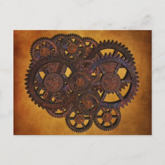 Steampunk Rusty Gears Briefkaart (Voorkant)