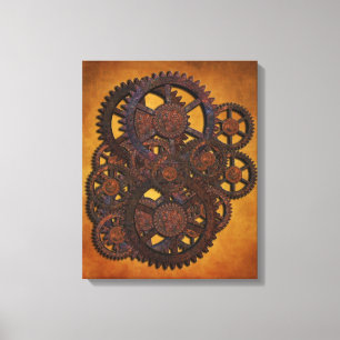 Steampunk Rusty Gears Canvas Afdruk