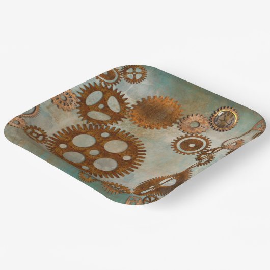 Steampunk Rusty Gears Design Paper Borden Papieren Bordje (Gebogen)