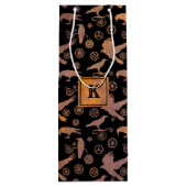 Steampunk Rusty Gears en Crows Monogram Block Wijn Cadeautas (Achterkant)