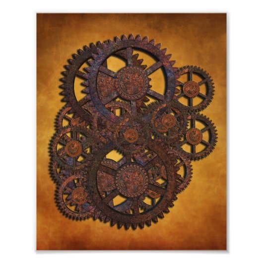 Steampunk Rusty Gears Foto Afdruk (Voorkant)