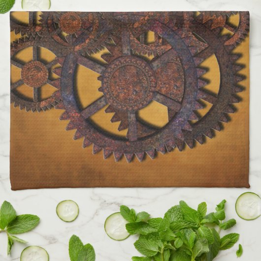 Steampunk Rusty Gears Theedoek (Gevouwen)