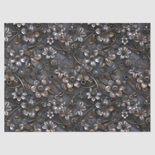 Steampunk Rusty Metal Flower Pattern voor Decoupag Tissuepapier (Voorkant)