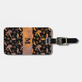 Steampunk Rusty Steel Gears and Crows Monogram Bagagelabel (Voorkant horizontaal)