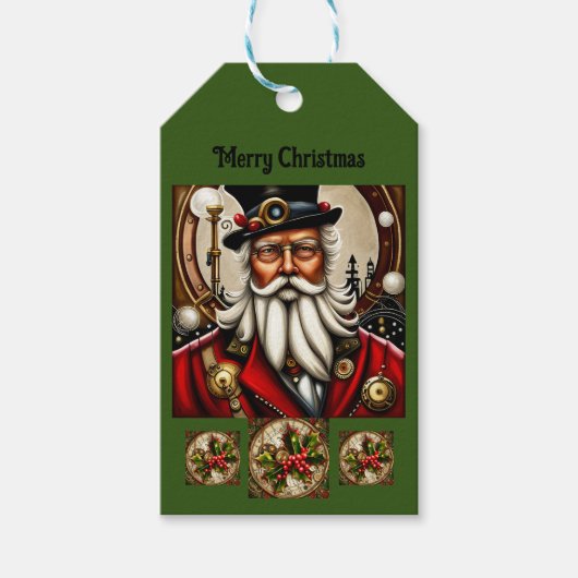 Steampunk Santa Cadeaulabel (Voorkant)
