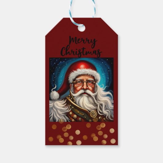Steampunk Santa Claus Cadeaulabel (Voorkant)