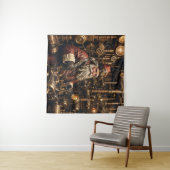 Steampunk Santa Tapestry Wandkleed (In Situ (horizontaal))