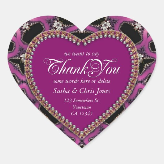 Steampunk Sassy Pink Merci Love Coeur Stickers (Devant)