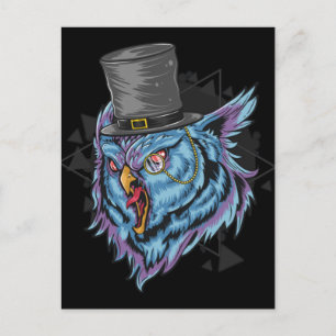 Steampunk Scary Owl Briefkaart