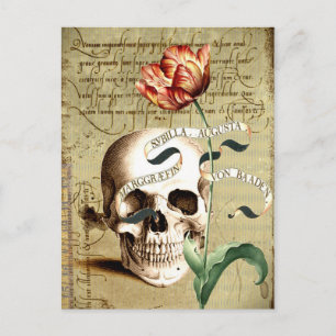 Steampunk  schedel Bloemen Schrijven Briefkaart